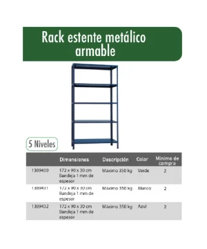 Rack Metalico Armable 5 Niveles